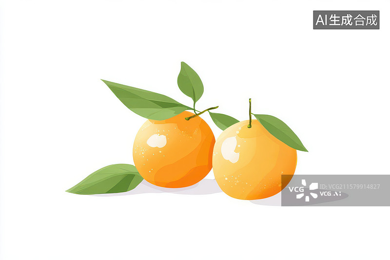 【AI数字艺术】插画风格橙子果实与切片图图片素材