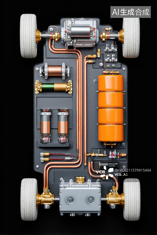 【AI数字艺术】新能源汽车底盘动力系统图图片素材