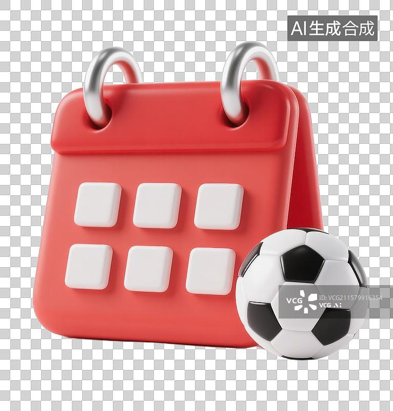 【AI数字艺术】3D三维立体足球比赛日历提醒元素图片素材