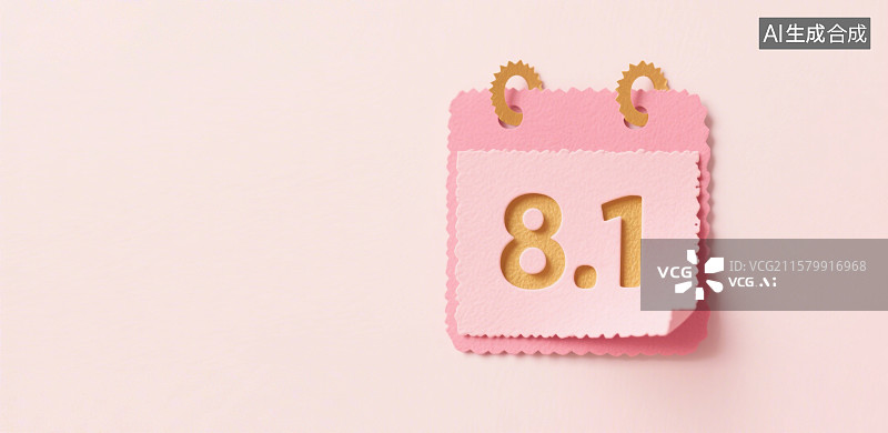 【AI数字艺术】八一建军节日历上的节日剪纸风格党建背景图片素材
