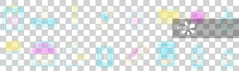 免税店霓虹灯标志与机场香水组合图片素材