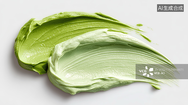 【AI数字艺术】清凉薄荷祛痘清洁面膜绿色泥膏乳霜质地图片素材