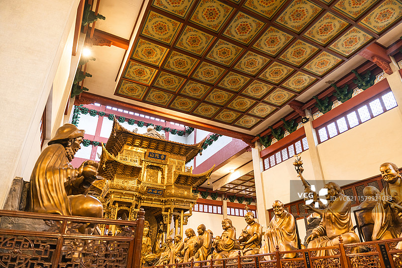 杭州西湖灵隐寺五百罗汉堂图片素材