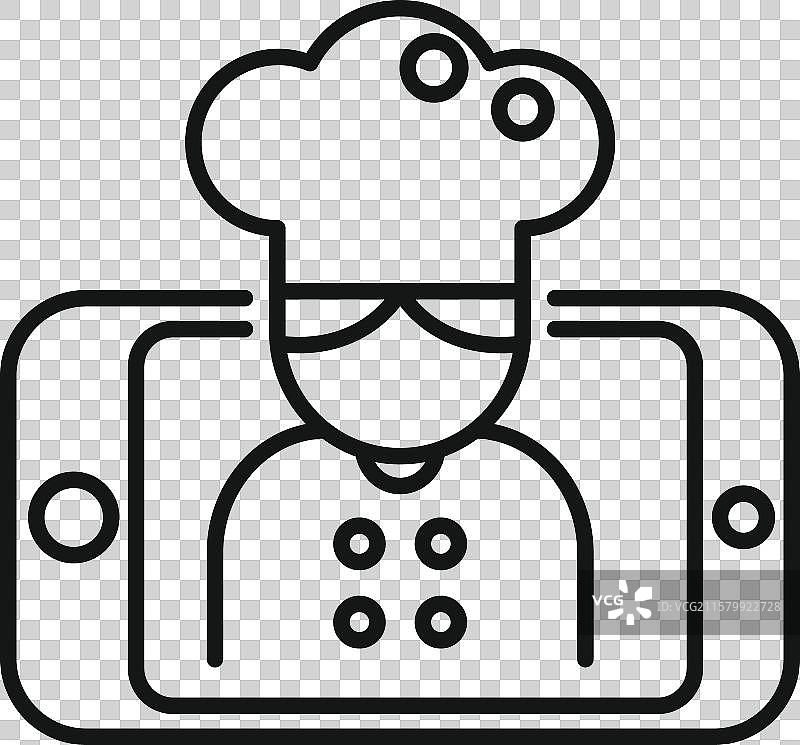 智能手机屏幕上的在线烹饪课程厨师图片素材