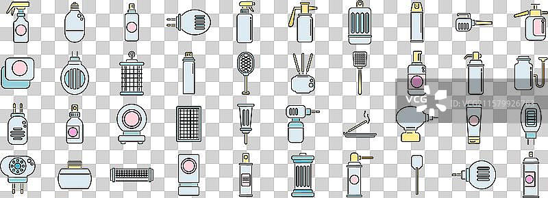 一组大型蚊子驱虫剂图标，特色包括图片素材