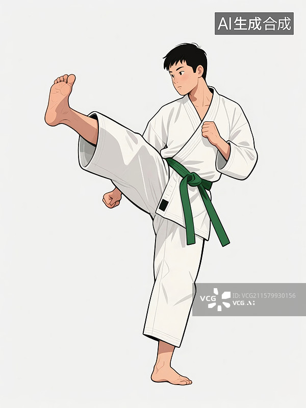 【AI数字艺术】空手道者白色系武术练习场景图片素材