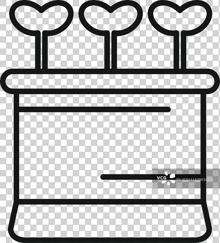 家庭园艺种植幼苗的花盆图标，细线风格图片素材