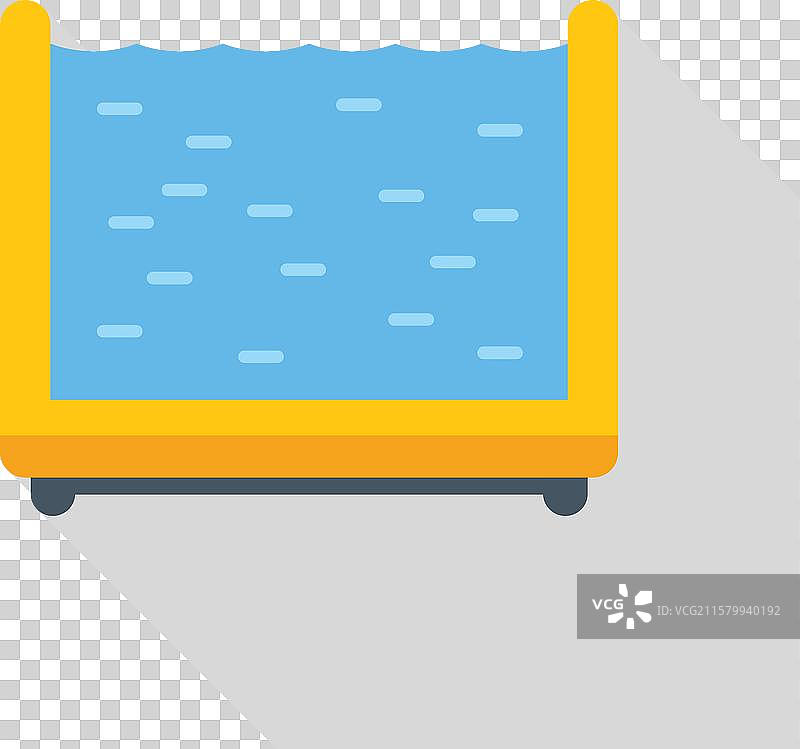 充满水的黄色充气框架游泳池图标图片素材