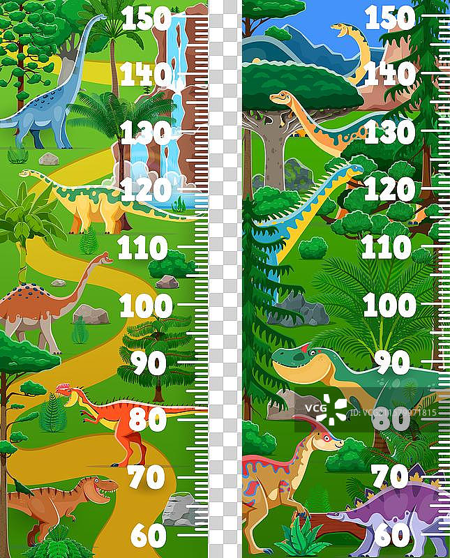 儿童身高尺卡通史前恐龙图片素材