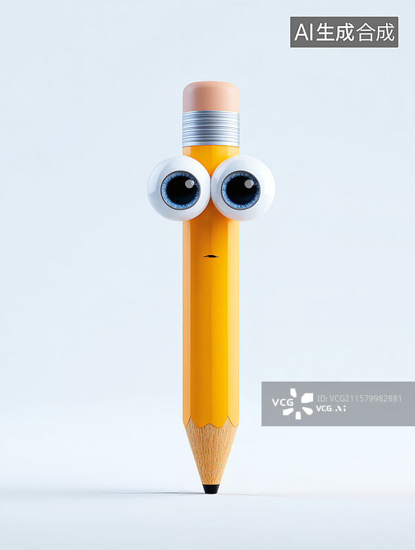 【AI数字艺术】一支拟人化卡通铅笔图片素材