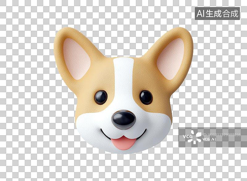 【AI数字艺术】可爱的3D渲染柯基犬头部插画图片素材