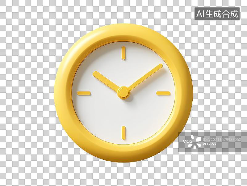 【AI数字艺术】3D渲染黄色时钟图标图片素材