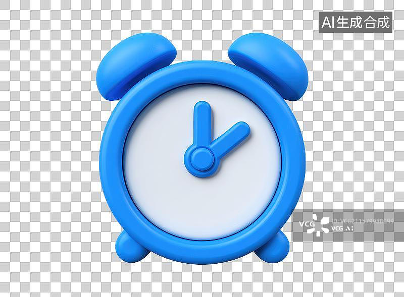 【AI数字艺术】可爱蓝色带笑脸设计的闹钟图片素材