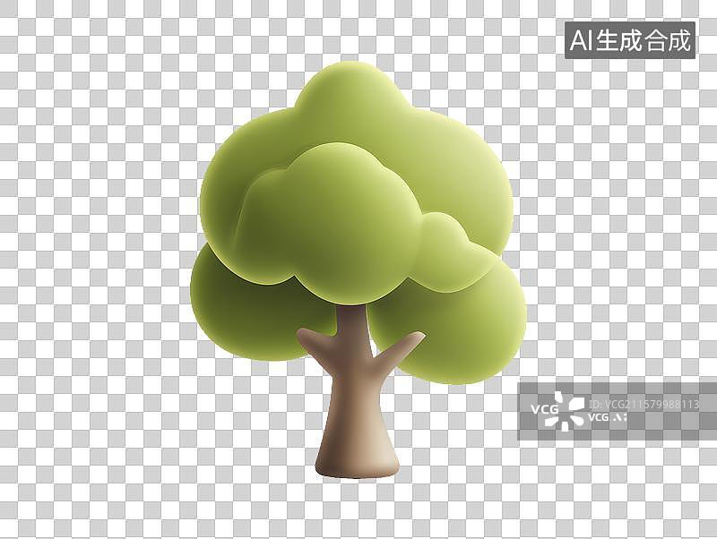 【AI数字艺术】一棵枝叶茂密的绿色针叶树图片素材