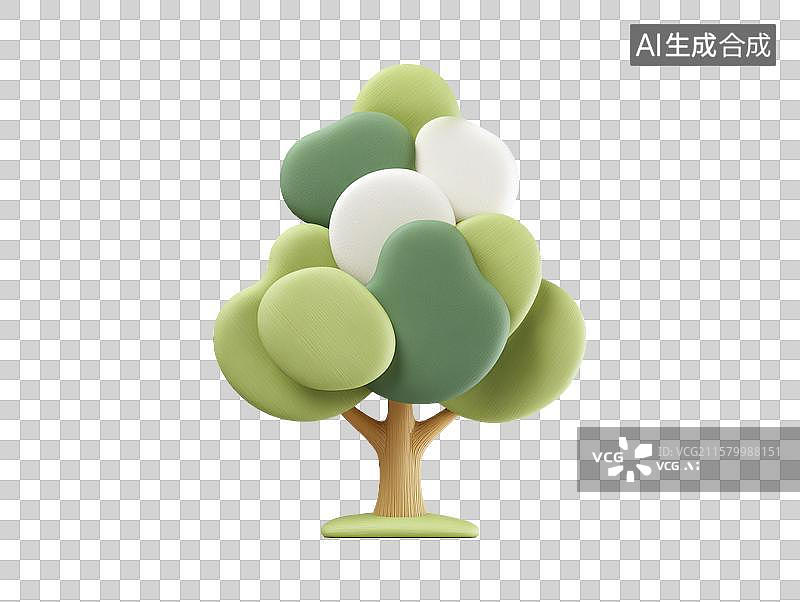 【AI数字艺术】一棵枝叶茂密的绿色针叶树图片素材