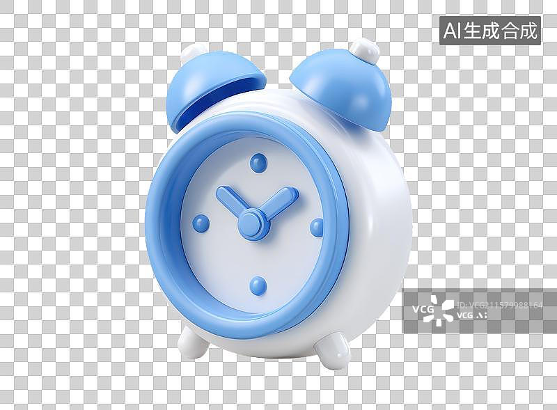 【AI数字艺术】可爱蓝色带笑脸设计的闹钟图片素材