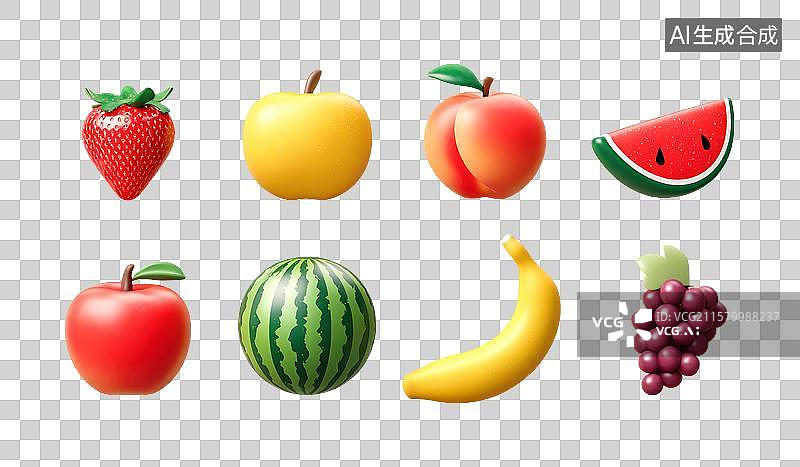 【AI数字艺术】多种新鲜水果集合图片素材