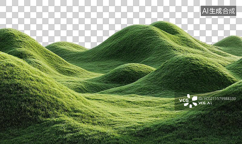 【AI数字艺术】翠绿起伏的山丘景观图片素材