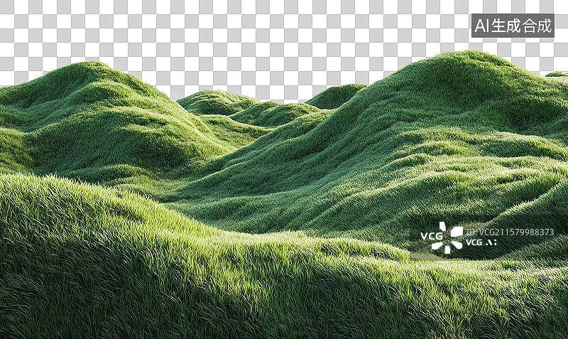 【AI数字艺术】翠绿起伏的山丘景观图片素材