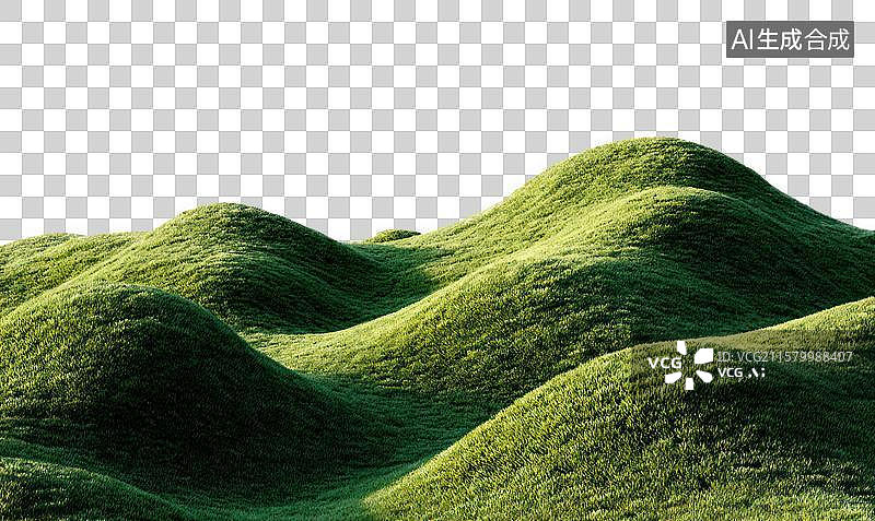 【AI数字艺术】翠绿起伏的山丘景观图片素材