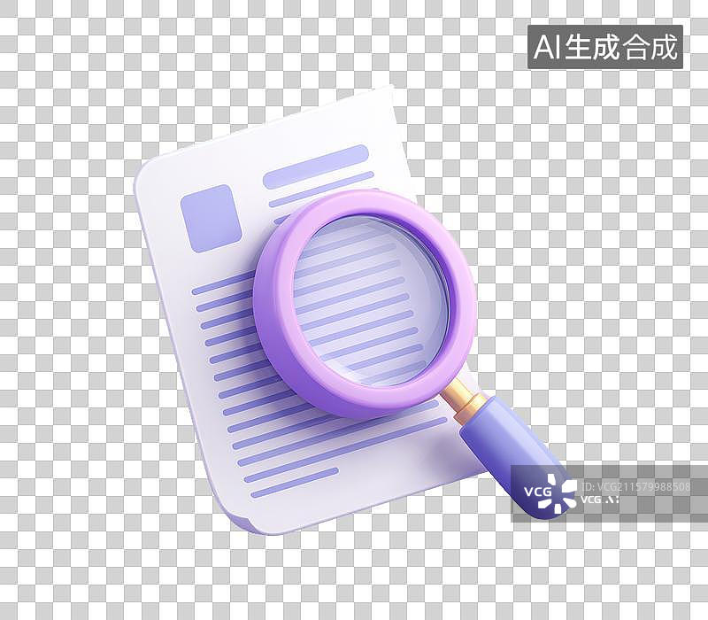 【AI数字艺术】放大镜查看文件的特写画面图片素材