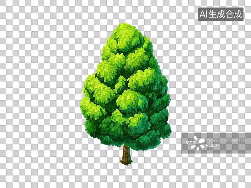 【AI数字艺术】一棵枝叶茂密的绿色针叶树图片素材