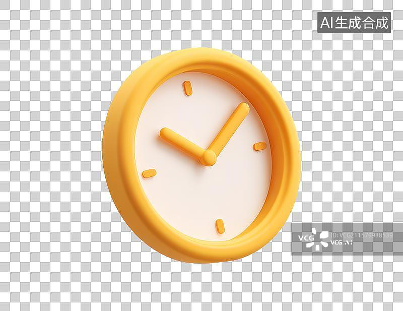 【AI数字艺术】3D渲染黄色时钟图标图片素材