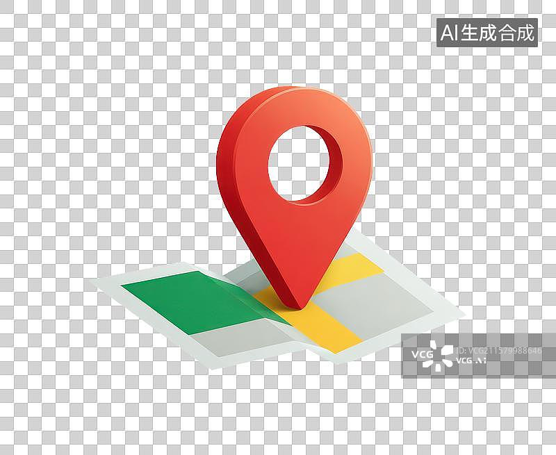 【AI数字艺术】地图上的红色定位标记图片素材