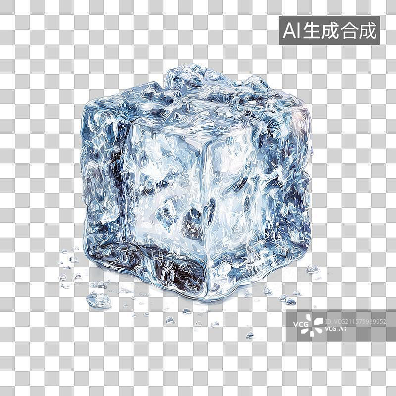 【AI数字艺术】透明冰块的特写图片素材