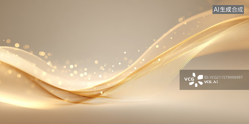 【AI数字艺术】金色发光丝带科技背景图片素材