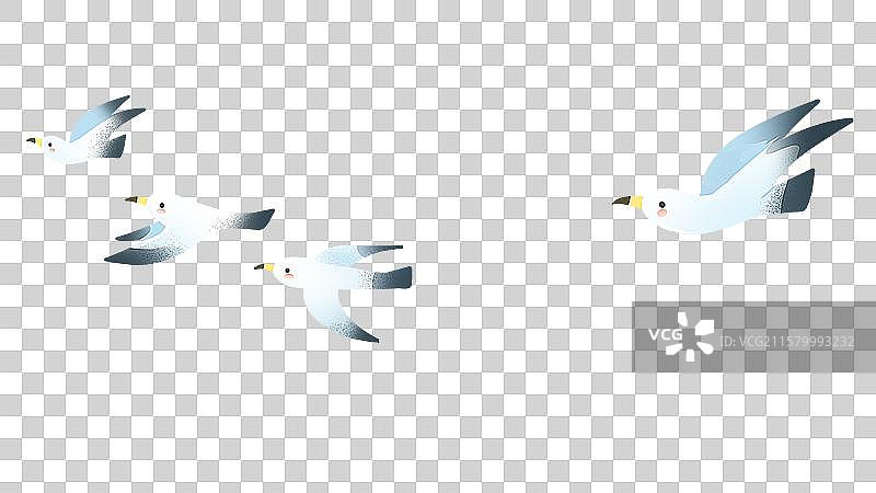 手绘噪点扁平一群海鸥飞翔免抠元素图片素材