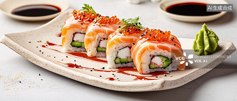 【AI数字艺术】一盘鲜美的寿司图片素材