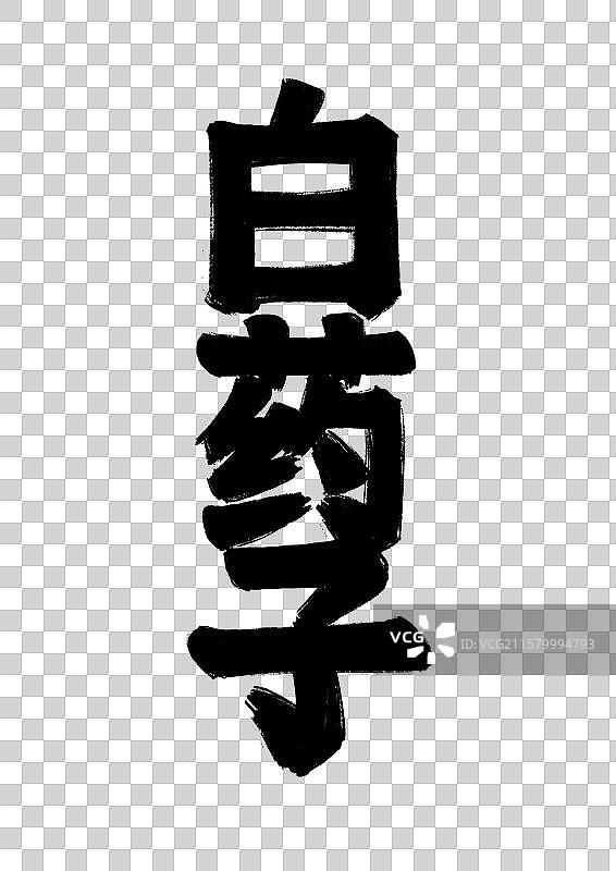 水墨风中医药文字插画元素-白药子图片素材