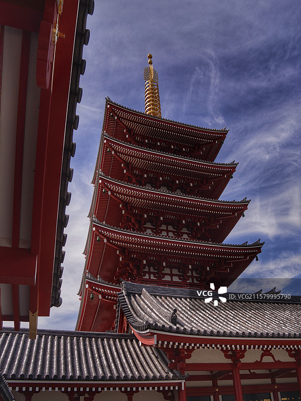 东京浅草寺，都内最古老寺院，始建于 628 年，雷门壮观，仲见世街热闹，五重塔耸立，尽显江户风情与佛图片素材