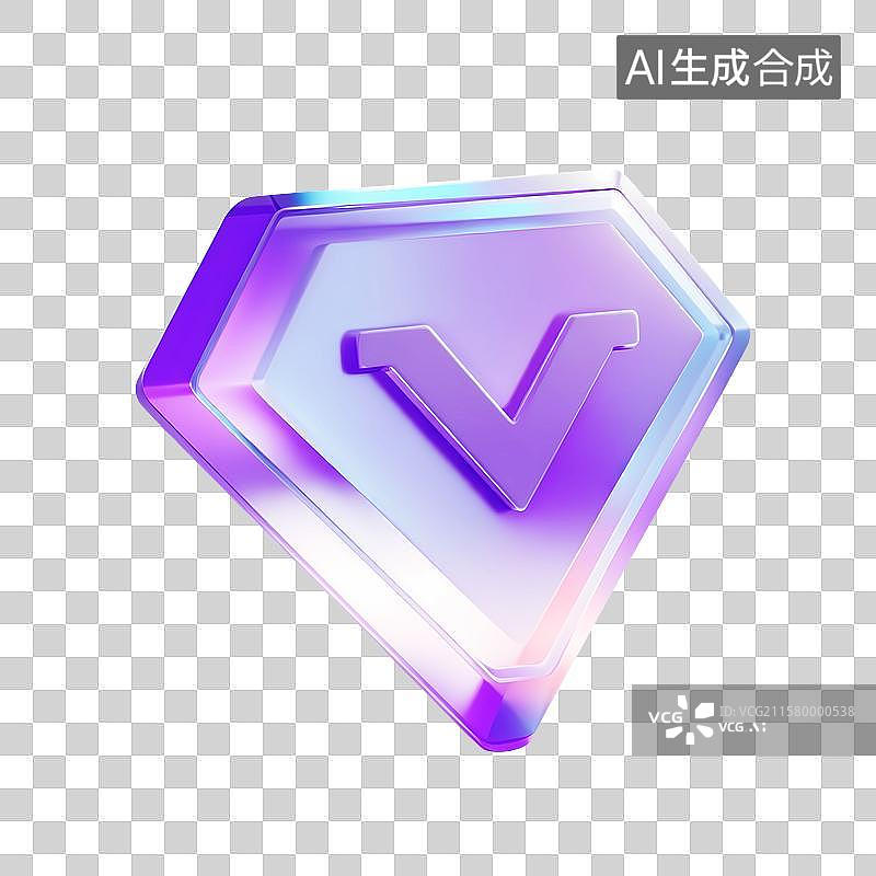 【AI数字艺术】VIP游戏图标等级升级钻石标紫钻图片素材