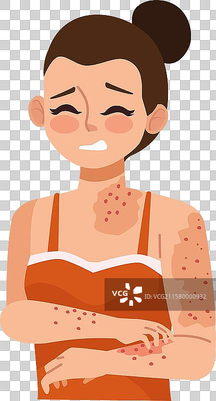 可爱的女孩与猴痘病毒图片素材