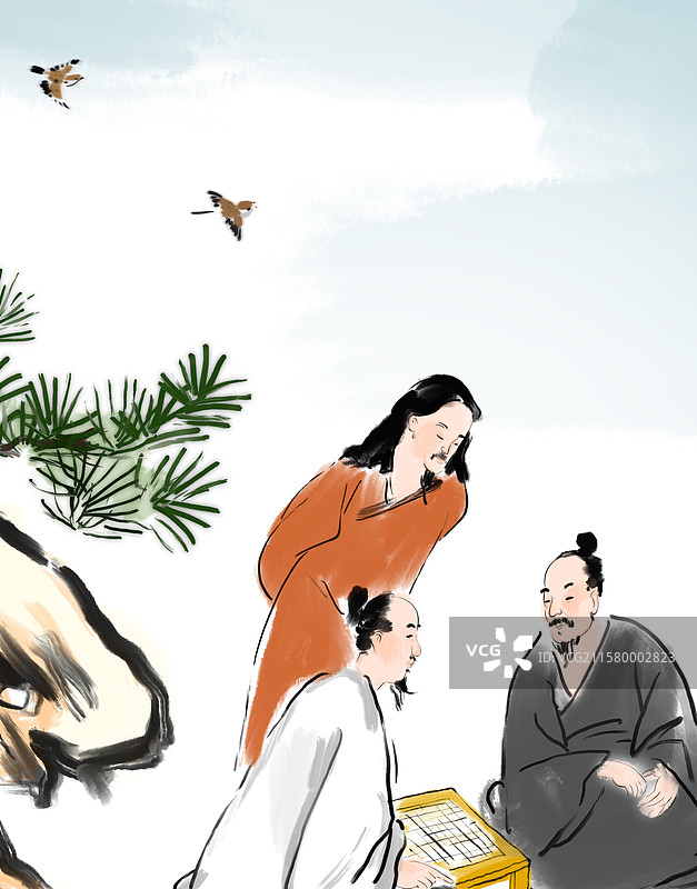 王维,唐代 古代 文学 诗人 人物 插画图片素材