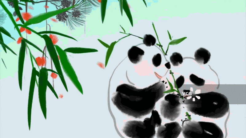 二十四节气 大暑 竹子 熊猫 国宝 四川 成都 大熊猫 动物 水墨画图片素材