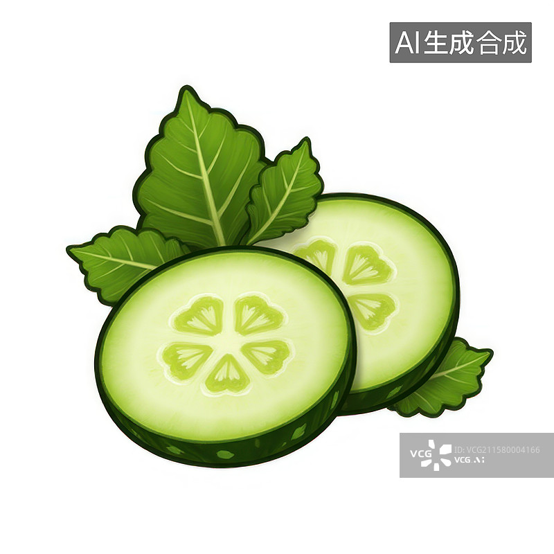 【AI数字艺术】夏日清新蔬菜佳品清爽翠绿黄瓜切片图片素材