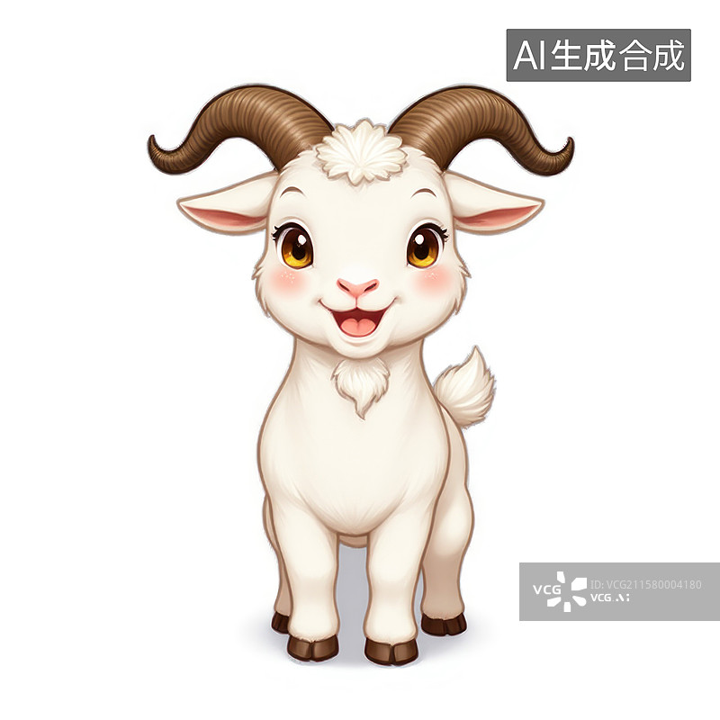 【AI数字艺术】可爱山羊的插画素材图片素材