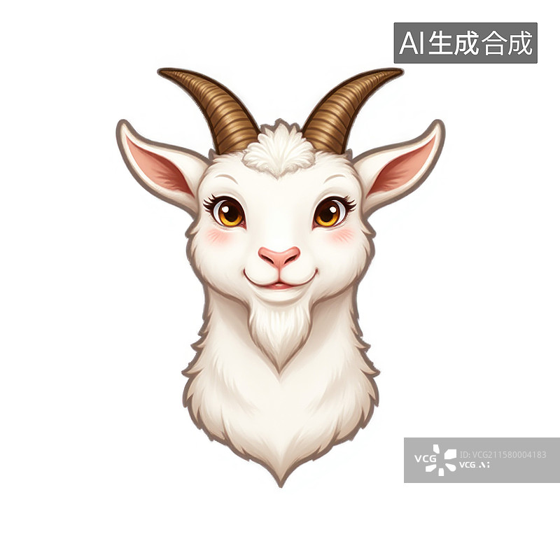 【AI数字艺术】可爱山羊的插画素材图片素材