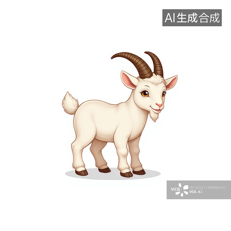 【AI数字艺术】可爱山羊的插画素材图片素材