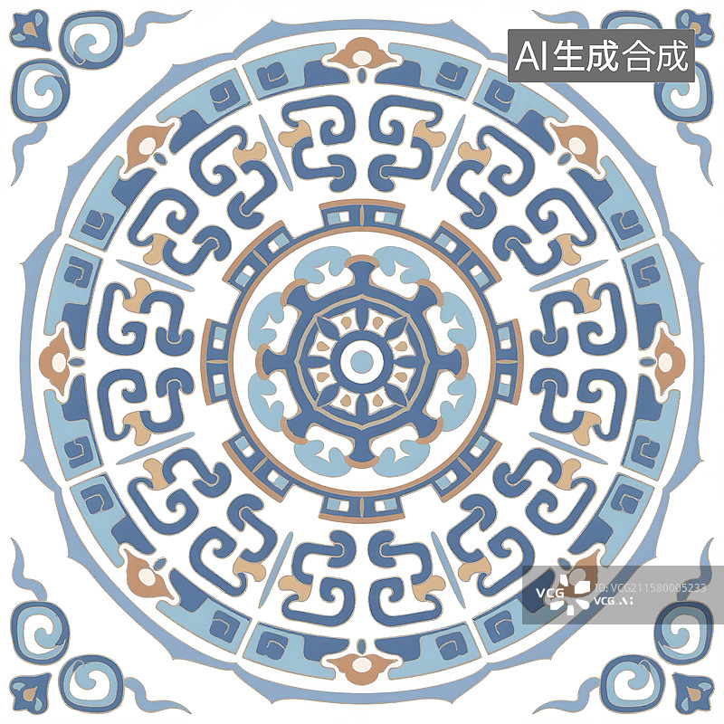 【AI数字艺术】中国传统花纹藻井纹图片素材