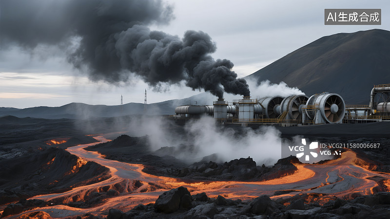 【AI数字艺术】地热发电厂​图片素材