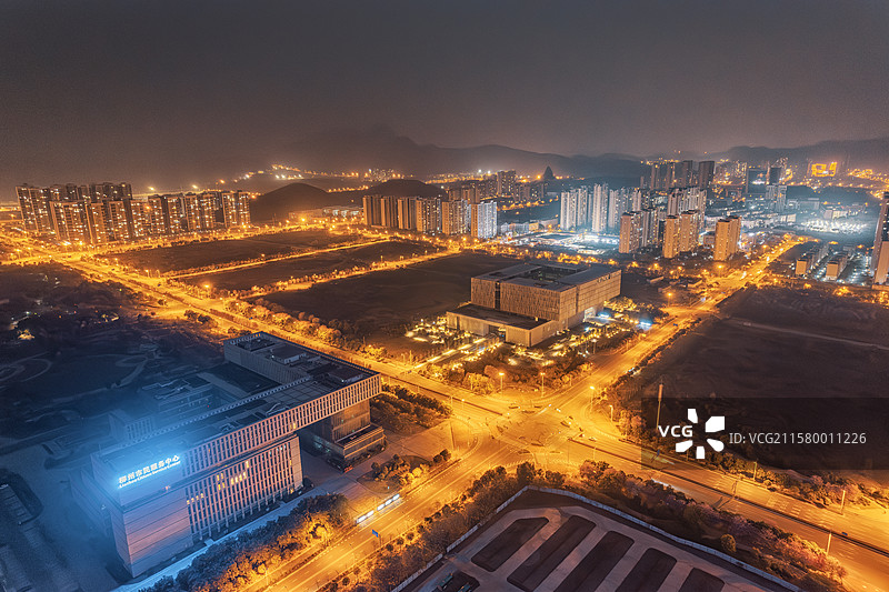 柳州市民服务中心与柳州图书馆柳东馆航拍图片素材