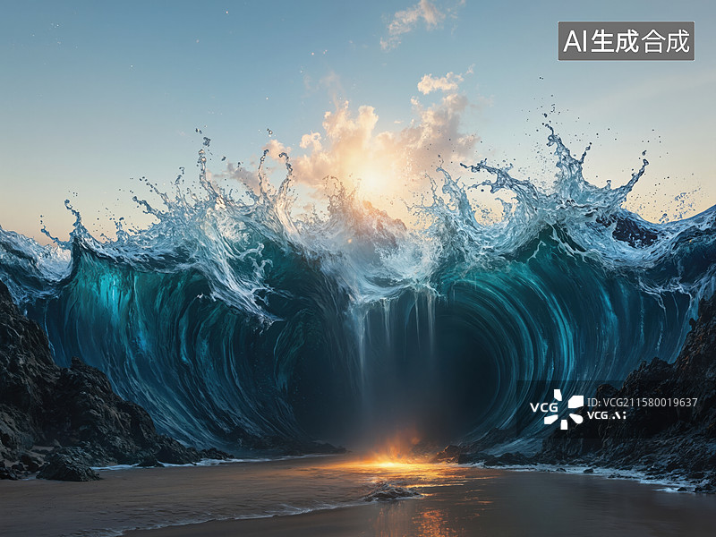 【AI数字艺术】海浪奇观图片素材
