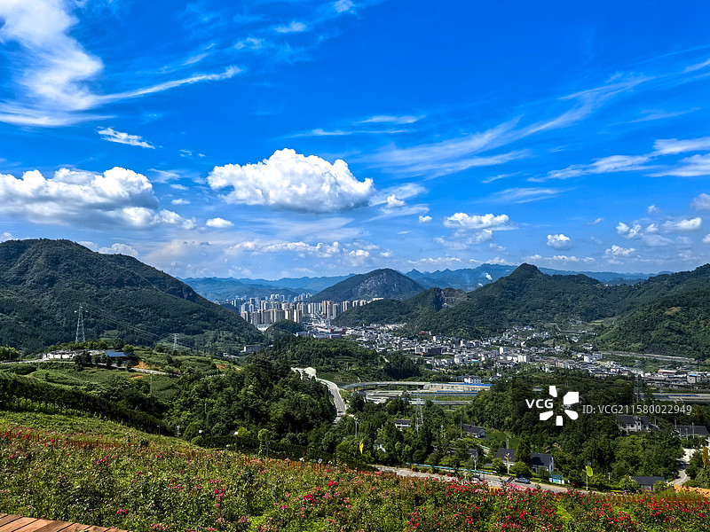 贵州省遵义市桐梓县娄山关街道杉坪村，黔北花海花香四溢，风景如画图片素材