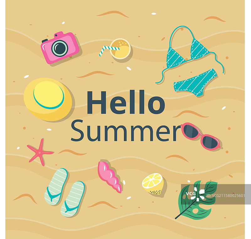 扁平化的夏季问候背景图片素材