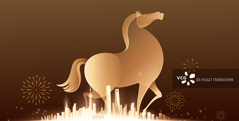国风马年2026春节上海城市庆典海报设计图片素材