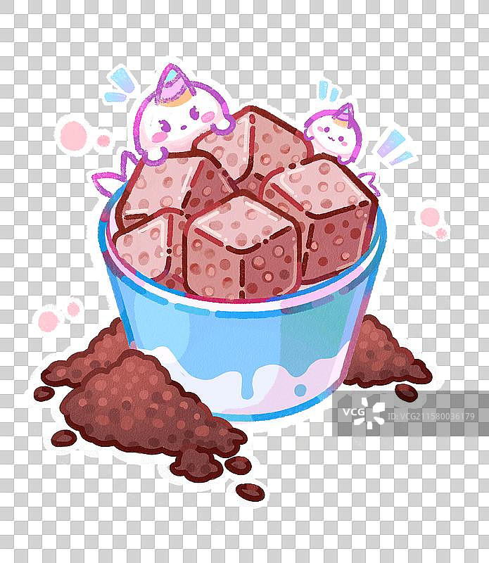 冷饮甜品炒酸奶夏季可爱线描糯米图片素材